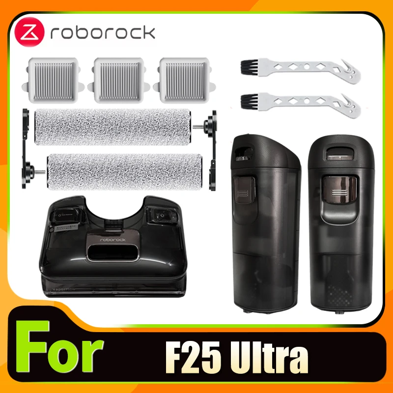 Accessoires d'origine pour aspirateur Roborock F25 Ultra, rouleau de brosse et filtre de tas, réservoir d'eau sale, pièces de seau à vapeur