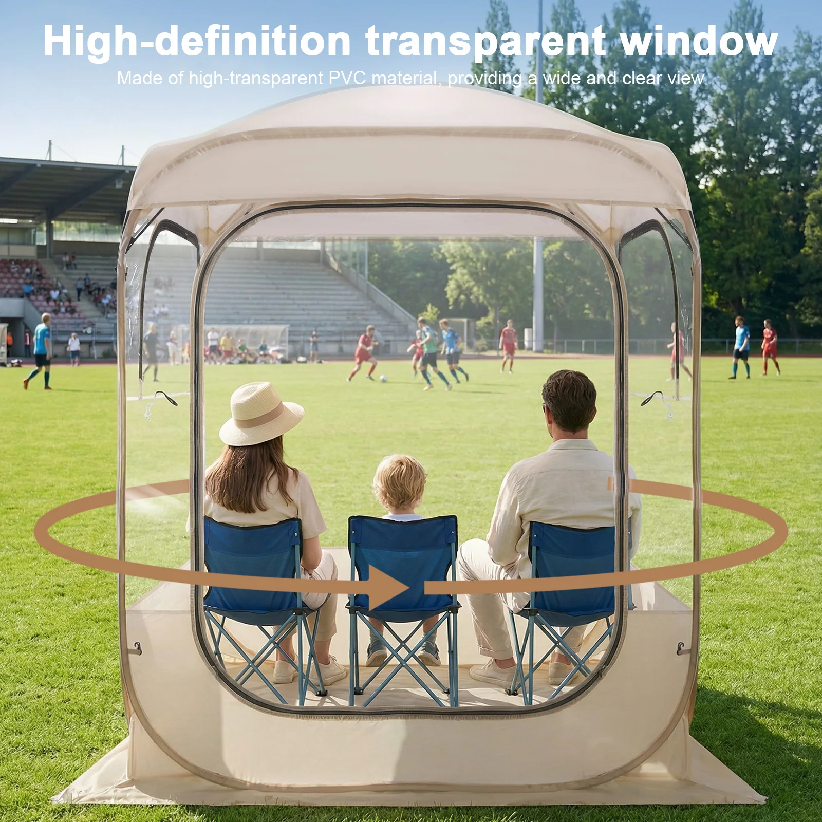 

Всепогодная спортивная палатка с панорамным обзором 360°, быстросборное укрытие для спортивных мероприятий, кемпинга, рыбалки, болельщиков