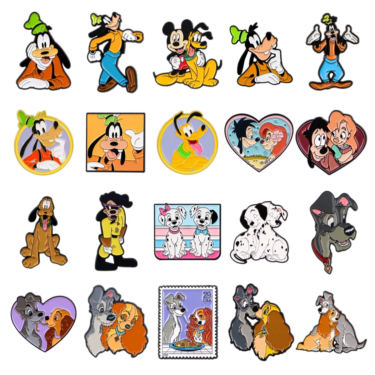 1-4pcs/set Mixed Cute Cartoon Dog Enamel Brooches Lapel Pins Badge on Backpack Clothing Cosplay Accessories Gifts
