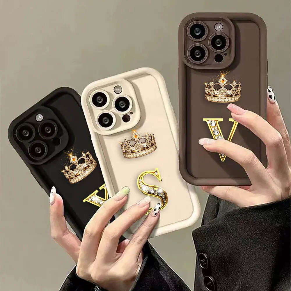 Crown Jewelry Letter Name S X V Phone Case For OPPO Reno 5 6 A15 A7 A7X A9 A16 A16K RENO2 RENO3 A92S FIND X3 X5 PRO LITE 5G Case