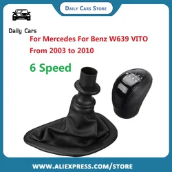 Car 6 Speed Shift Knob Gaiter Boot Cover For Mercedes W639 VITO 2003-2010 Gear Shift Knob Shifter Lever Gaiter Boot Cover