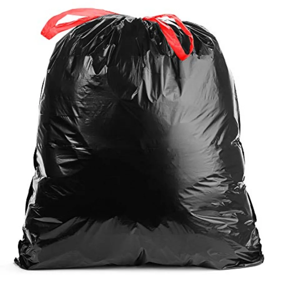 

13 Gallon 0.9 MIL Black Clean Scent Drawstring Tall Kitchen Trash Bags - 24" x 27" - Pack of - For Home Kitchen Food Services a