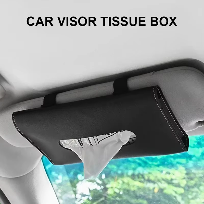 Auto-Sonnenblenden-Taschentuchbox aus PU-Leder mit Gummiband, universeller Taschentuchhalter für die Armlehne, Auto-Innenzubehör