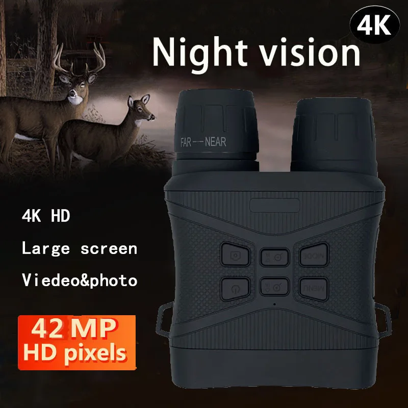 4K UHD 42MP 3Inch Large Screen 5X Zoom IR Night Vision Instrument Googles Binocular Take Photo&Video Digital Camera