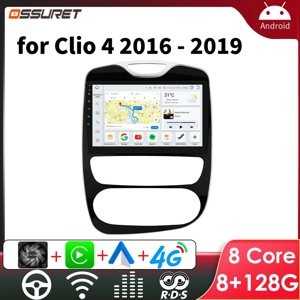 

7862 Android авто для Renault Clio 4 2016 - 2019 беспроводной CarPlay DSP автомобильный стерео видео Авторадио GPS Аудио мультимедийный плеер