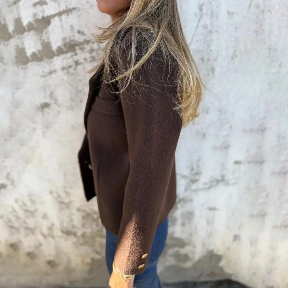 Polyester Spandex Jacket Women Winter Coat Stylish Women's Cropped Trench Coat with Notched Lapel Double Breasted Pea for Fall