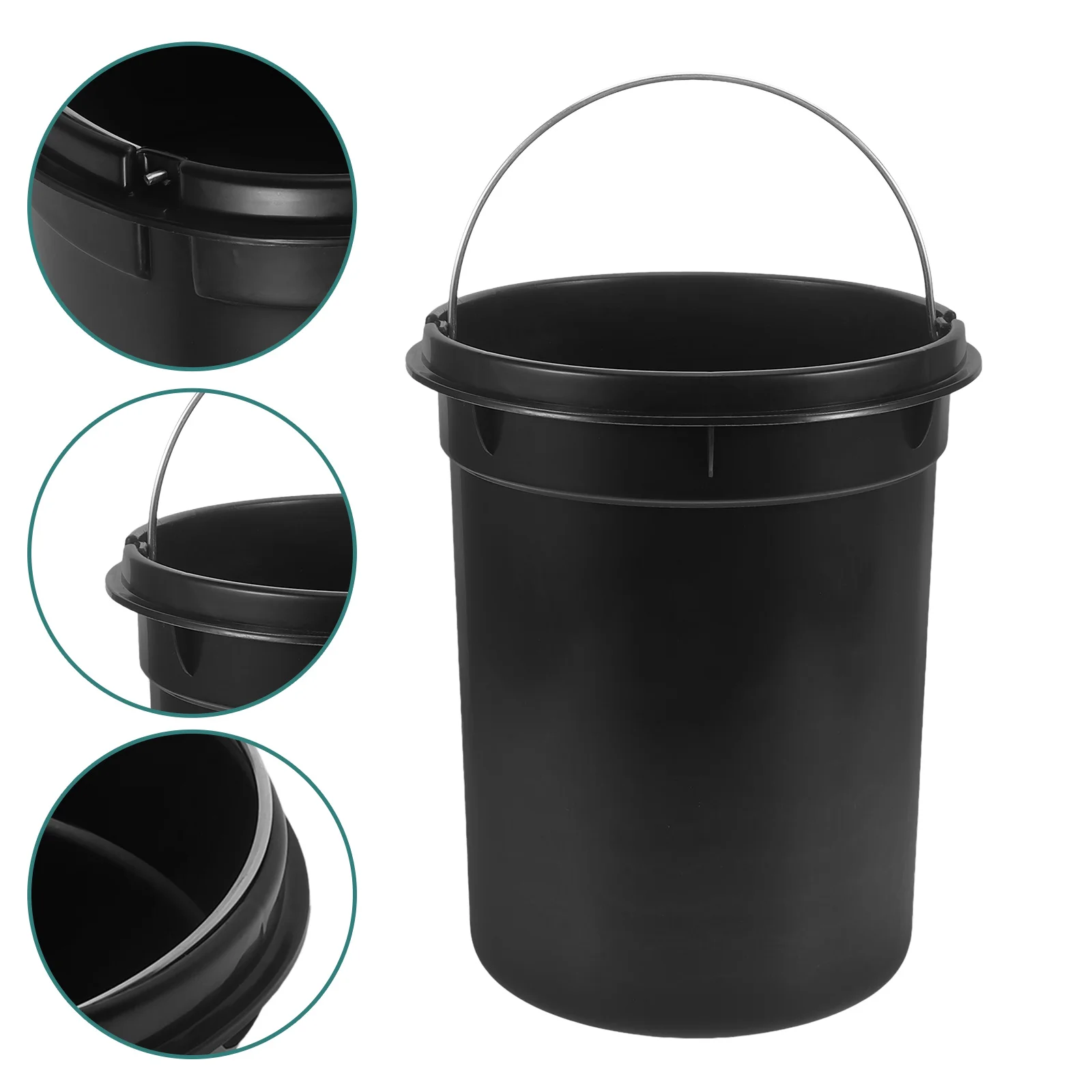 

Plastic Wastebasket for Bedroom Living Room Bathroom Office Round Inner Bucket Household Trash Can Decorative
