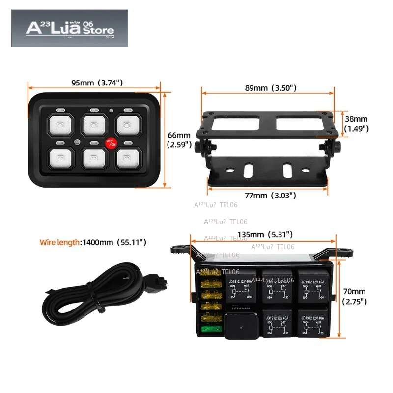 6 8 Gang Switch Panel Relay Control Box For UTV RV LED Light Bar Wiring Kit mât de drapeau
