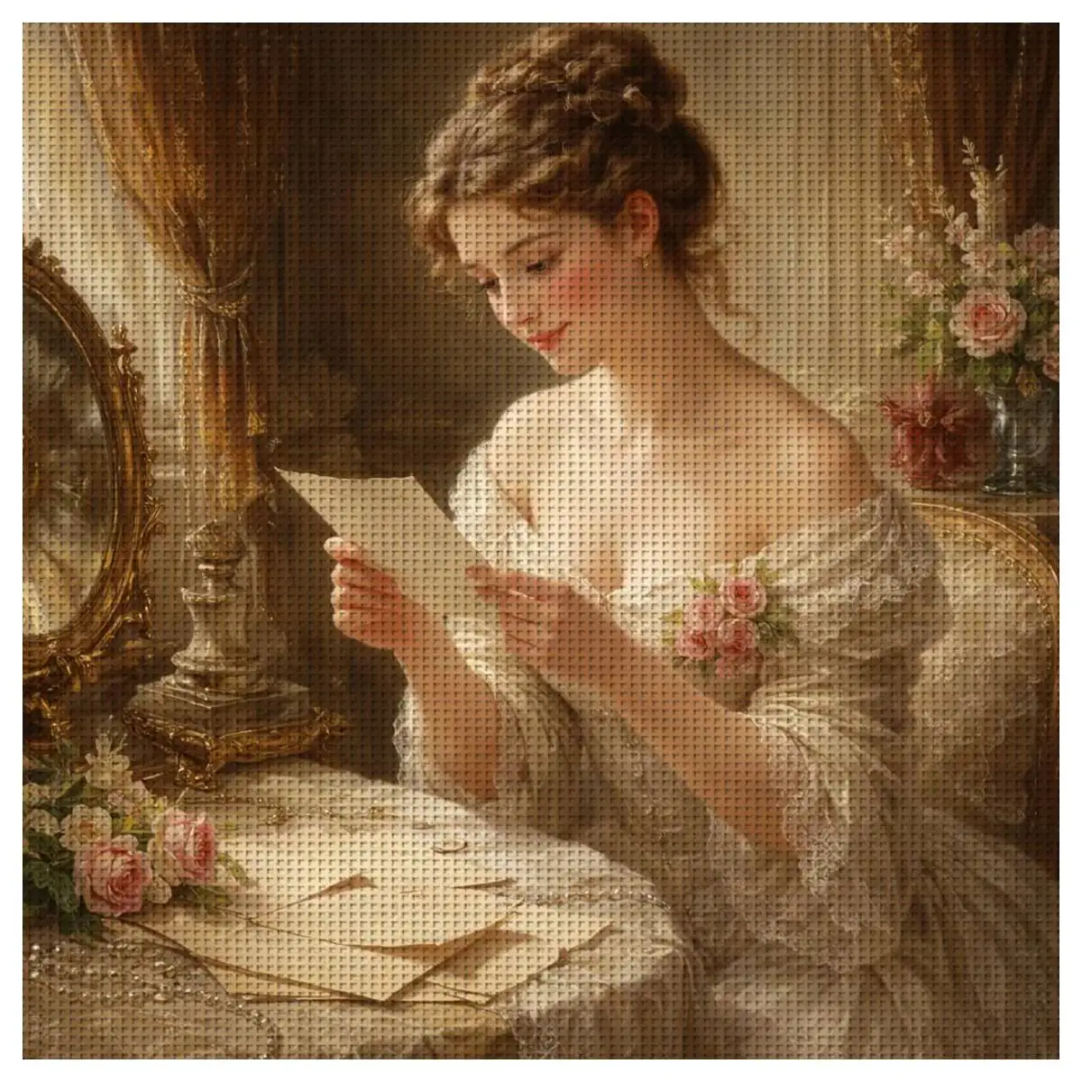 1pc 40X40CM/15.74inch An Elegant Woman Stamped Cross Stitch Kit DIY Kit 11CT/14CT DIY Embroidered Set DIY Cross-Stitch Set