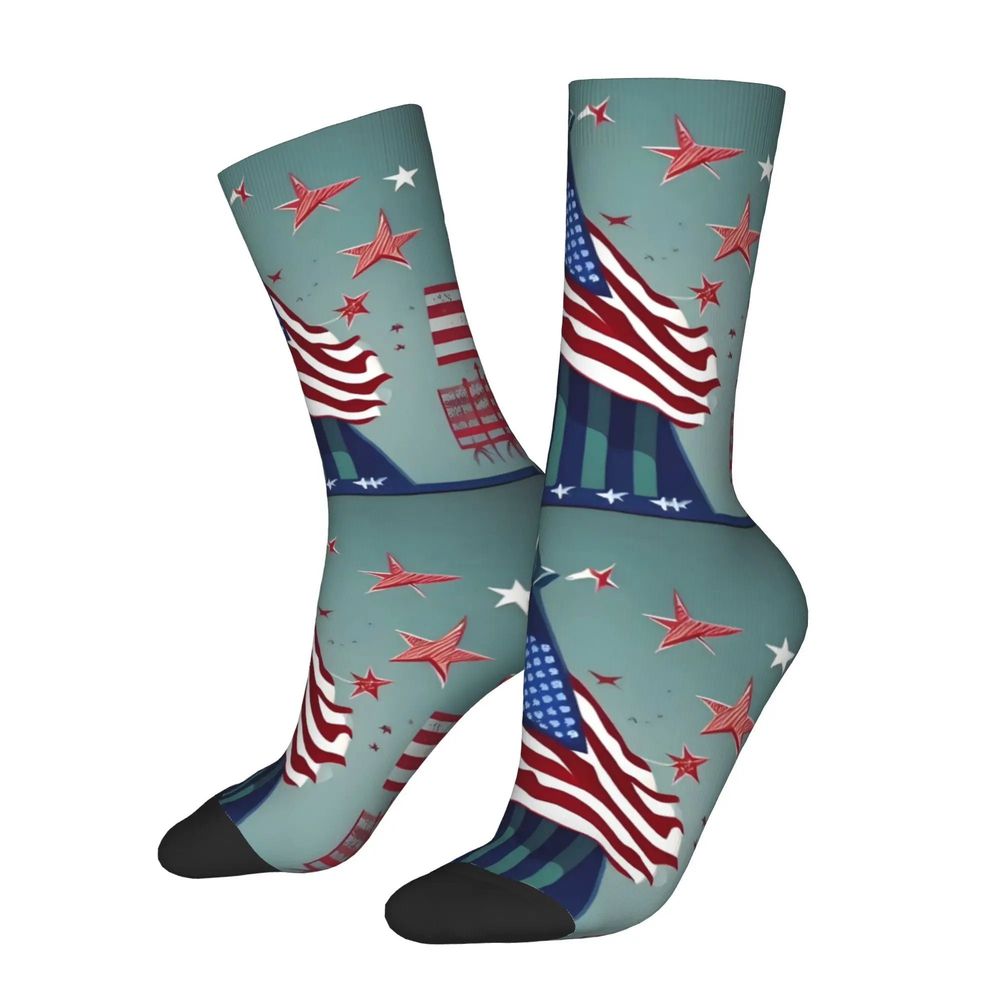 

Vintage USA Memorial Day Men's Socks Unisex Harajuku Seamless Printed Crazy Crew Sock Gift