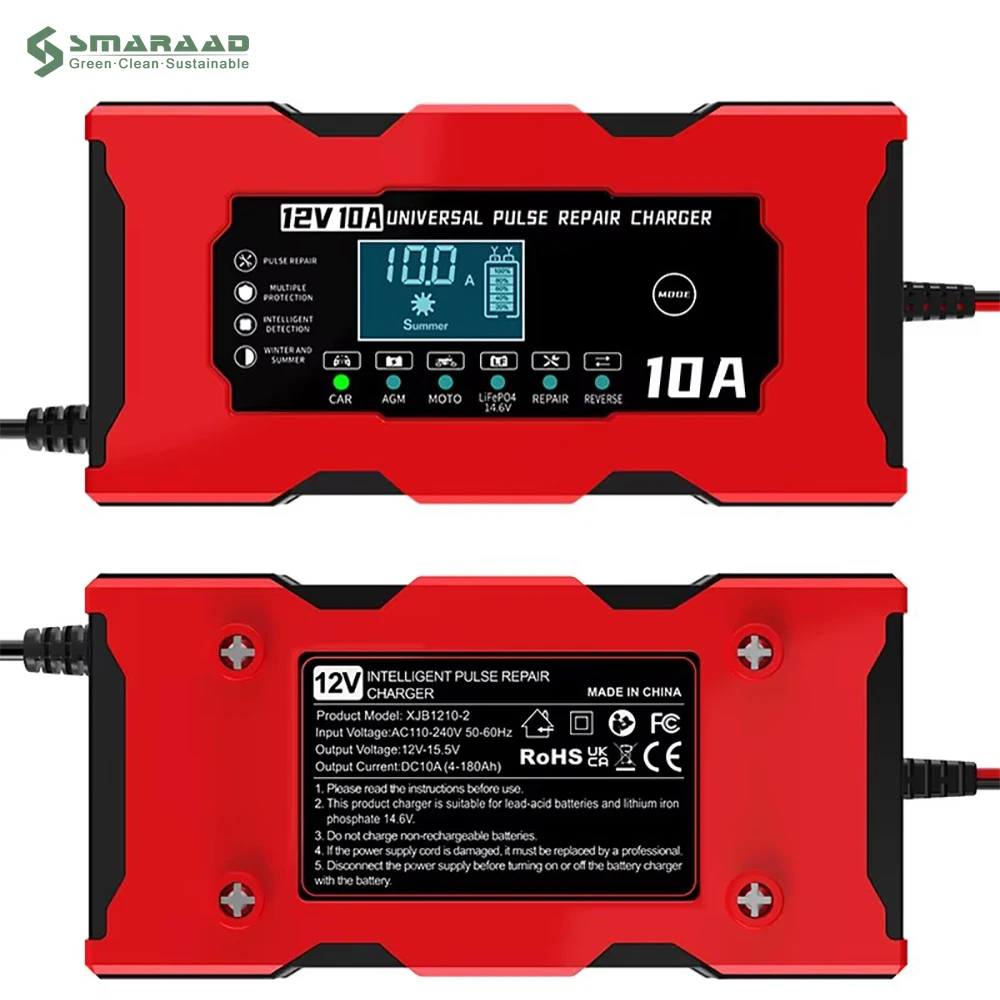 12V10ALifepo4 Battery Lead-Acid Battery Charger 14.6V 10A Electric Motorcycle Car Starting Power Charger