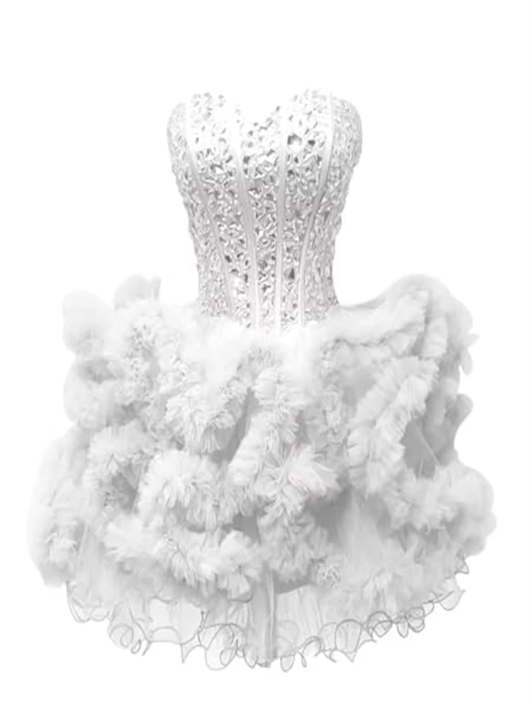 BM Short Ball Gown Homecoming Dresses 2025 Mini Crystals Sweetheart Lace-up Plus Size Prom Graduation Gowns HC04