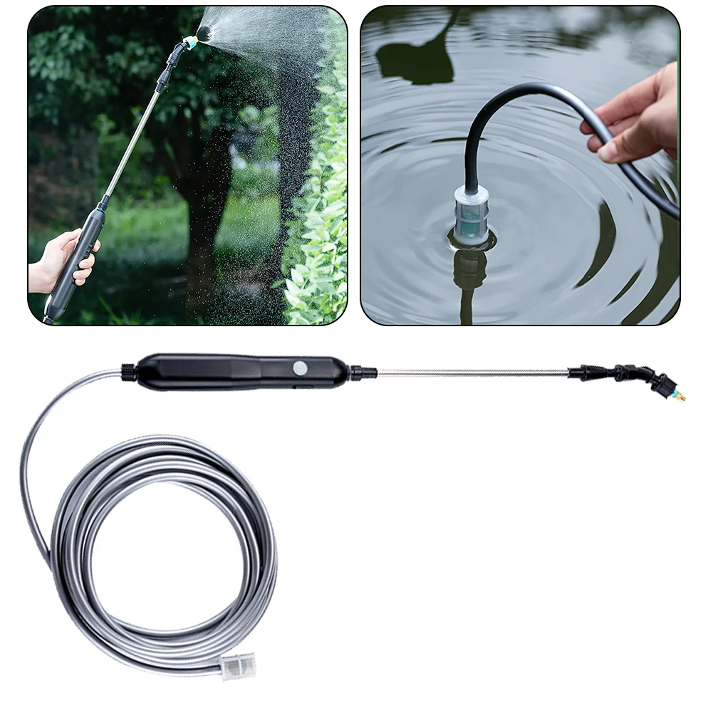 Portable Electric Gardening Sprayer Irrigation Tool with 2 Nozzles and 2M Hose Rechargeable Plant Mister Sprayer for Yard Plant