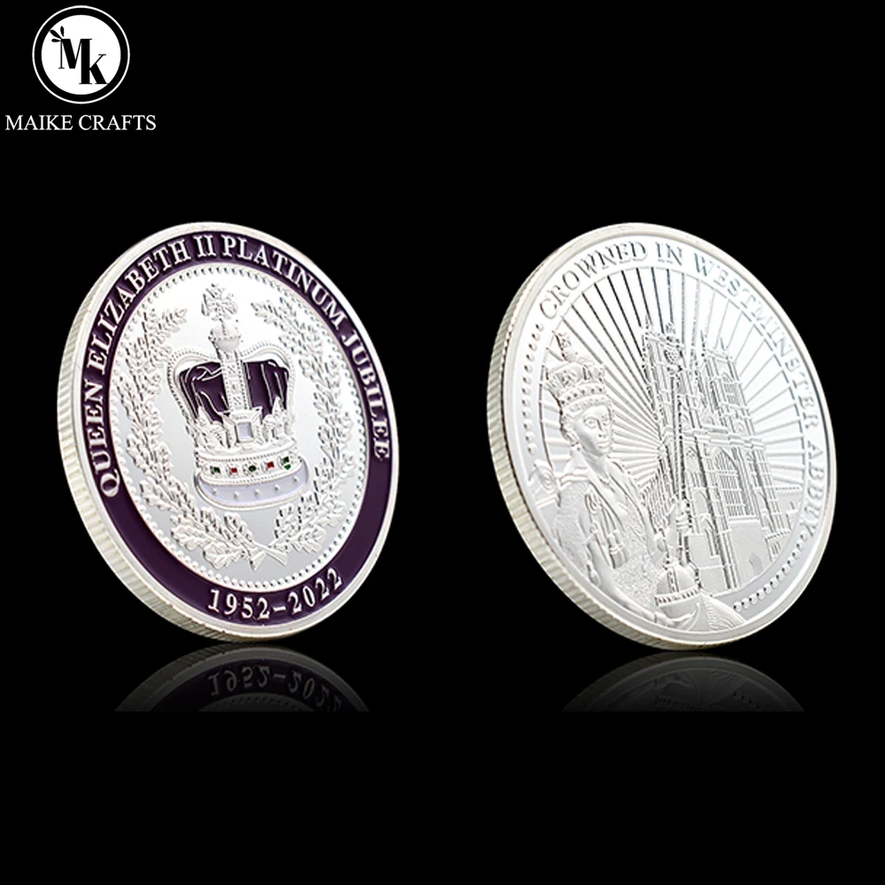British 1922-2022 Queen Elizabeth II Jubilee Commemorative Coin 50th Anniversary of Coronation Challenge Coin Holiday Gift