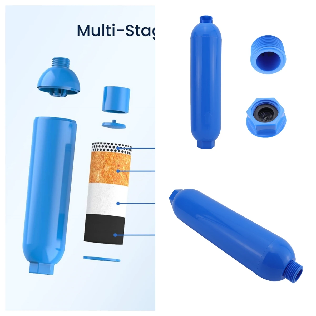 RV Filter Cartridge with Garden Hose Connector, Hose Guard, and 90-Degree Elbow (4-Piece Set)