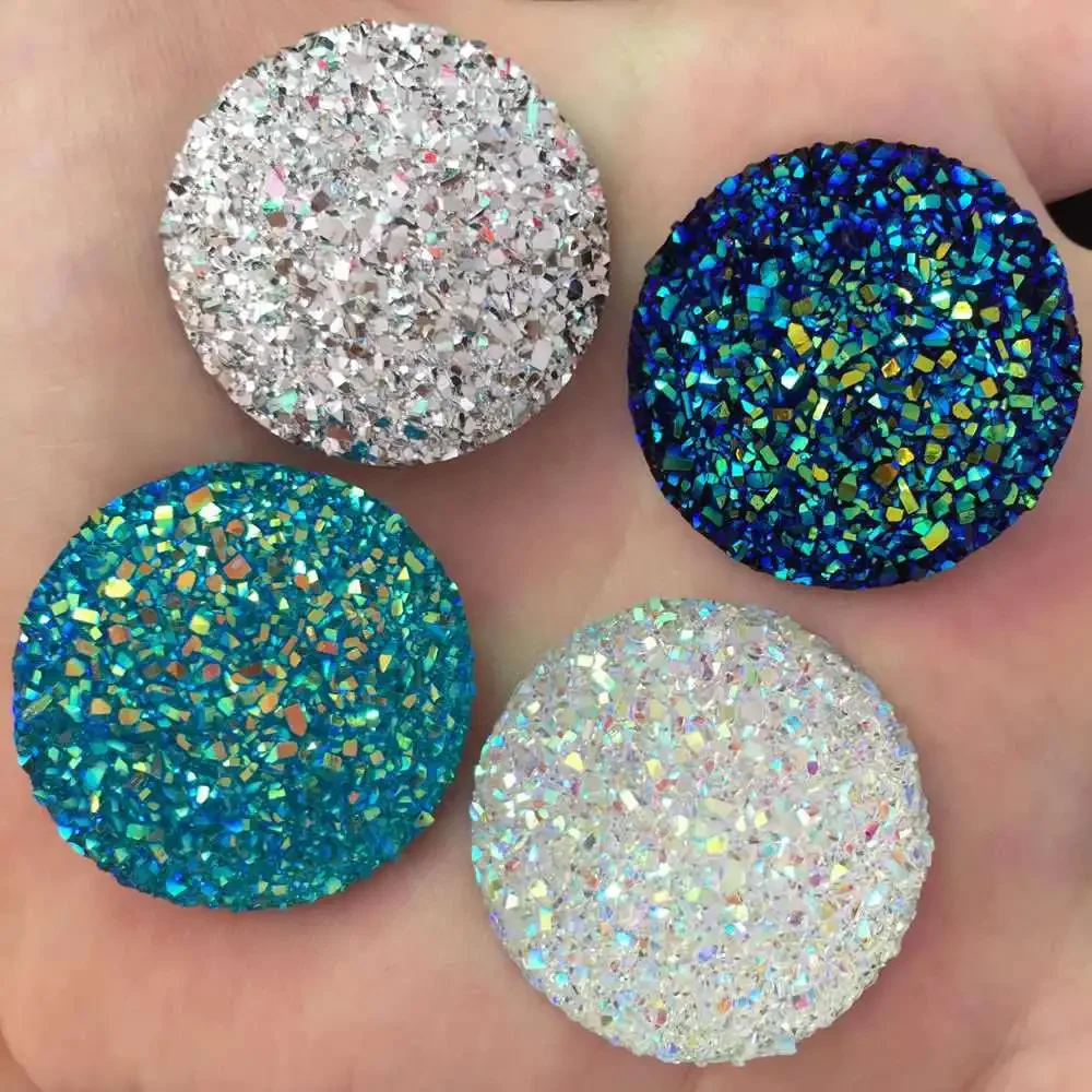 8PCS Shiny AB Resin 30mm Ore Round Gem Flatback Rhinestone DIY Wedding Appliques Accessories Crafts SR97*2