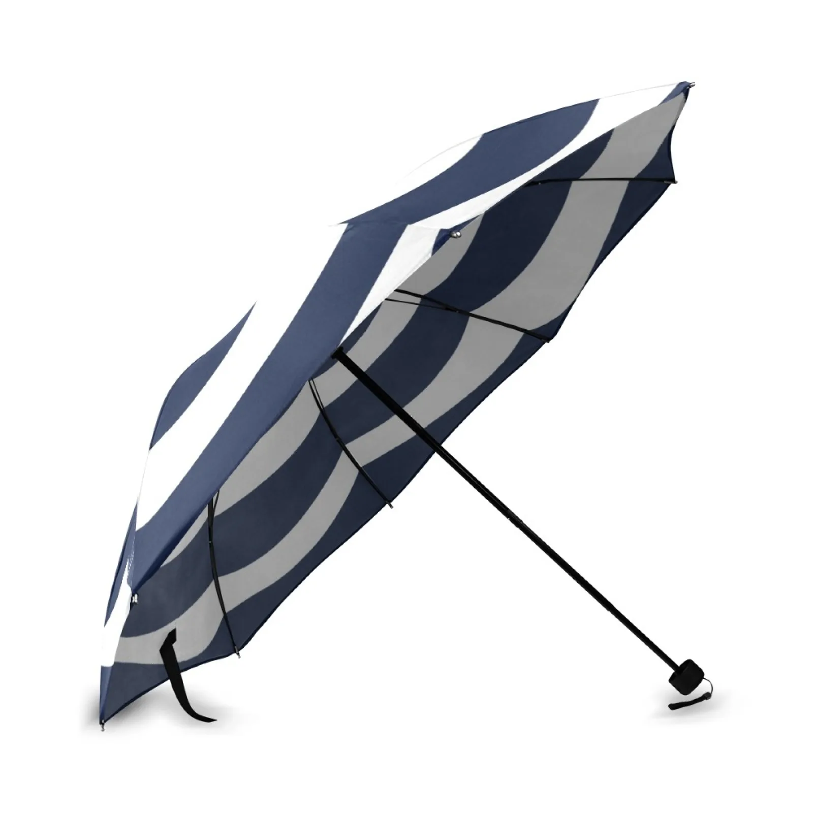 White and Navy blue Spirals Umbrella Custom Foldable Rain Umbrella Wind Resistant Windproof Floding Travel Umbrella