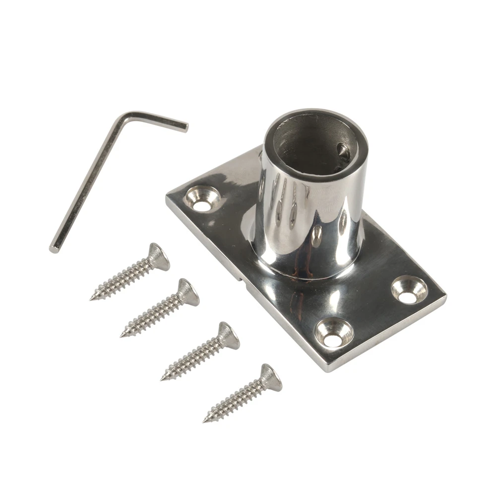 Boat Awning Hand Rail Fitting 90 Degree 7/8 inch Rectangular Base Marine 316 Stainless Steel