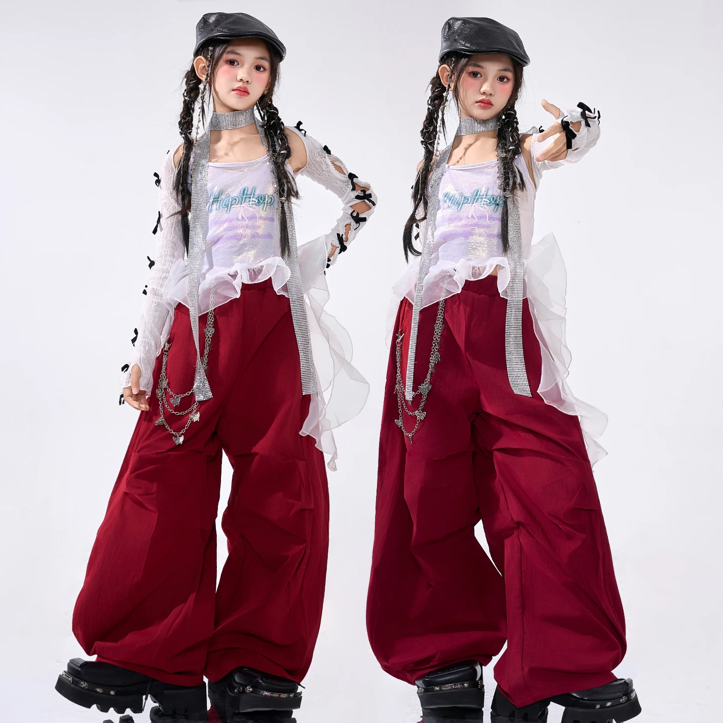 Mädchen Hip Hop Crop Sparkly Tops Cargo Hosen Kinder K-pop Street Dance Kostüm Kinder Mädchen Gruppe Streetwear Jazz kleidung Sets