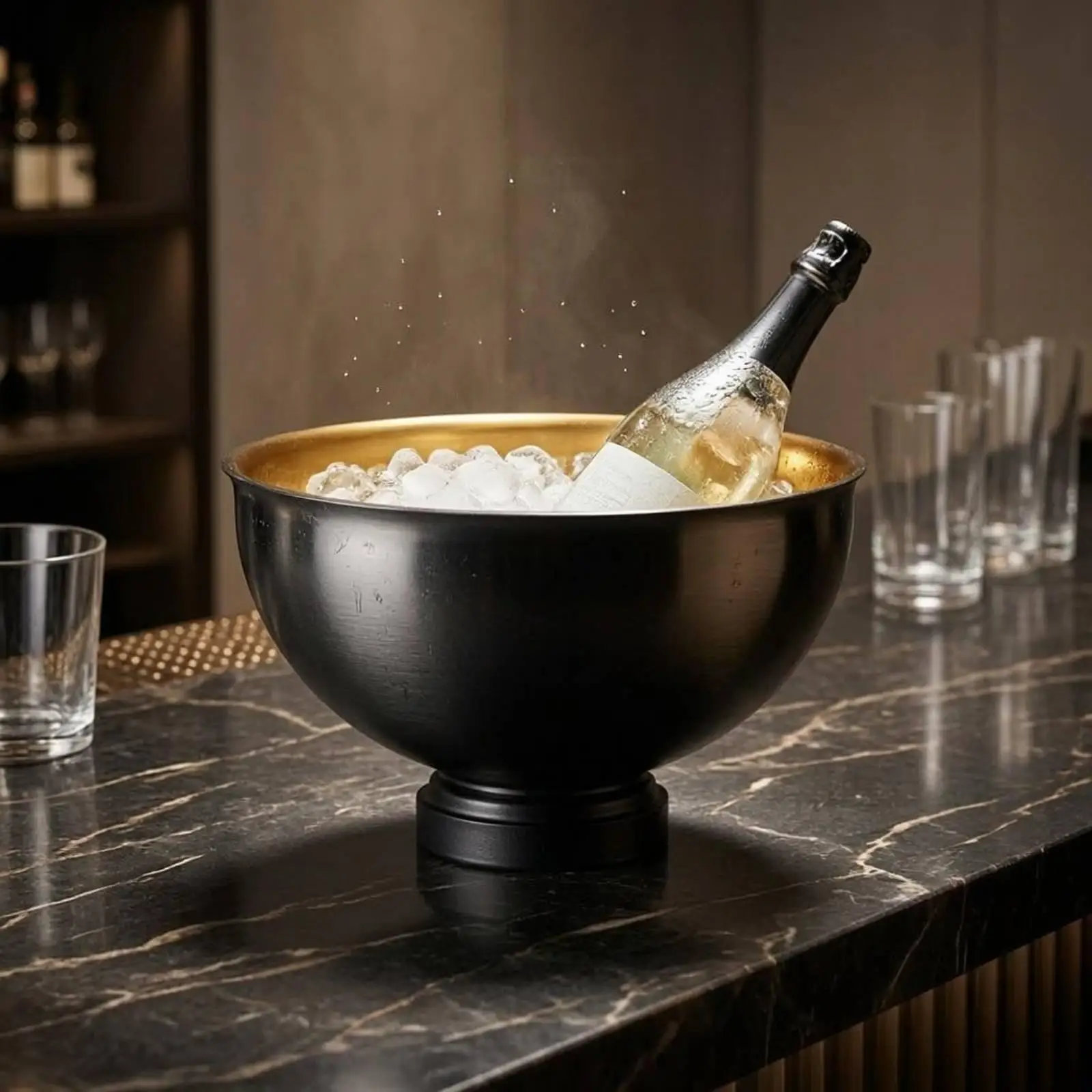 Stainless Steel Ice Container Wide Bowl Round Ice Container Barware Glossy Finish Bar Accessory Thickened for Wine Serving