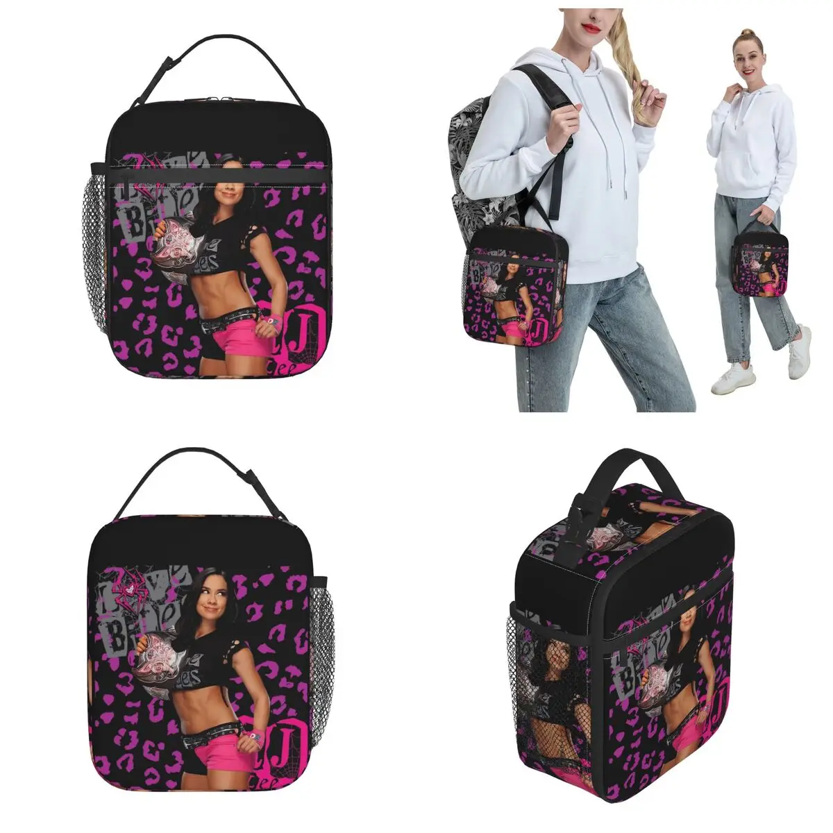 AJ Lee Girl Wrestling Insulated Lunch Bags Food Container Bags Portable Cooler Thermal Lunch Boxes For Picnic