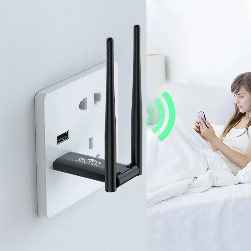 เราเตอร์ Wi-Fi ขยายเครือข่ายภายในบ้าน 2.4G 300Mbps ไร้สาย USB WiFi Repeater Extender WiFi เครื่องขยายสัญญาณ WiFi Booster ระยะไกล