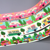 DHK 50yards Camping Car Printed Grosgrain Ribbon Accessories Material Headwear Decoration DIY Sewing Craft S2139