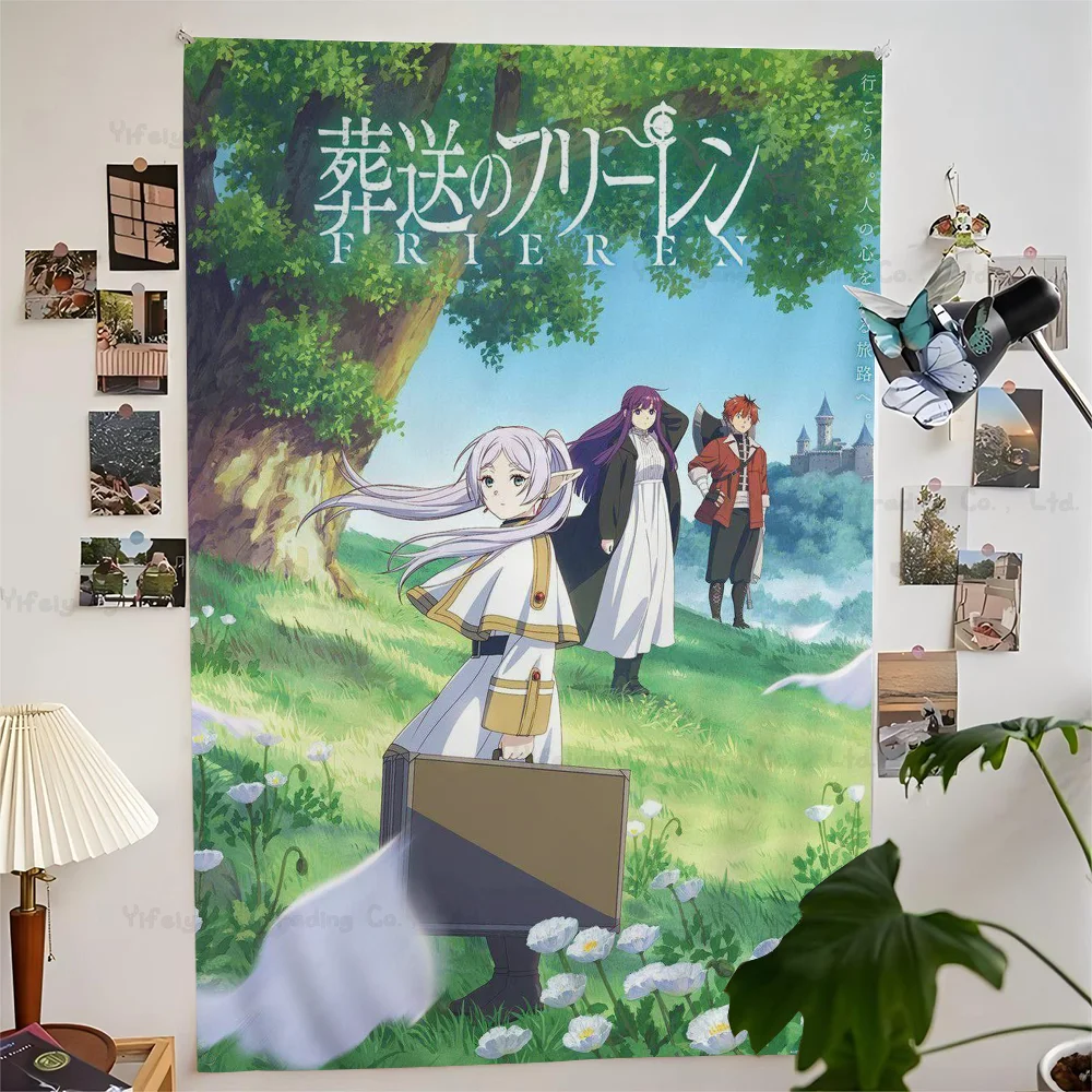 

Frieren Anime Girl Anime Tapestry Hippie Flower Wall Carpets Dorm Decor Wall Hanging Home Decor