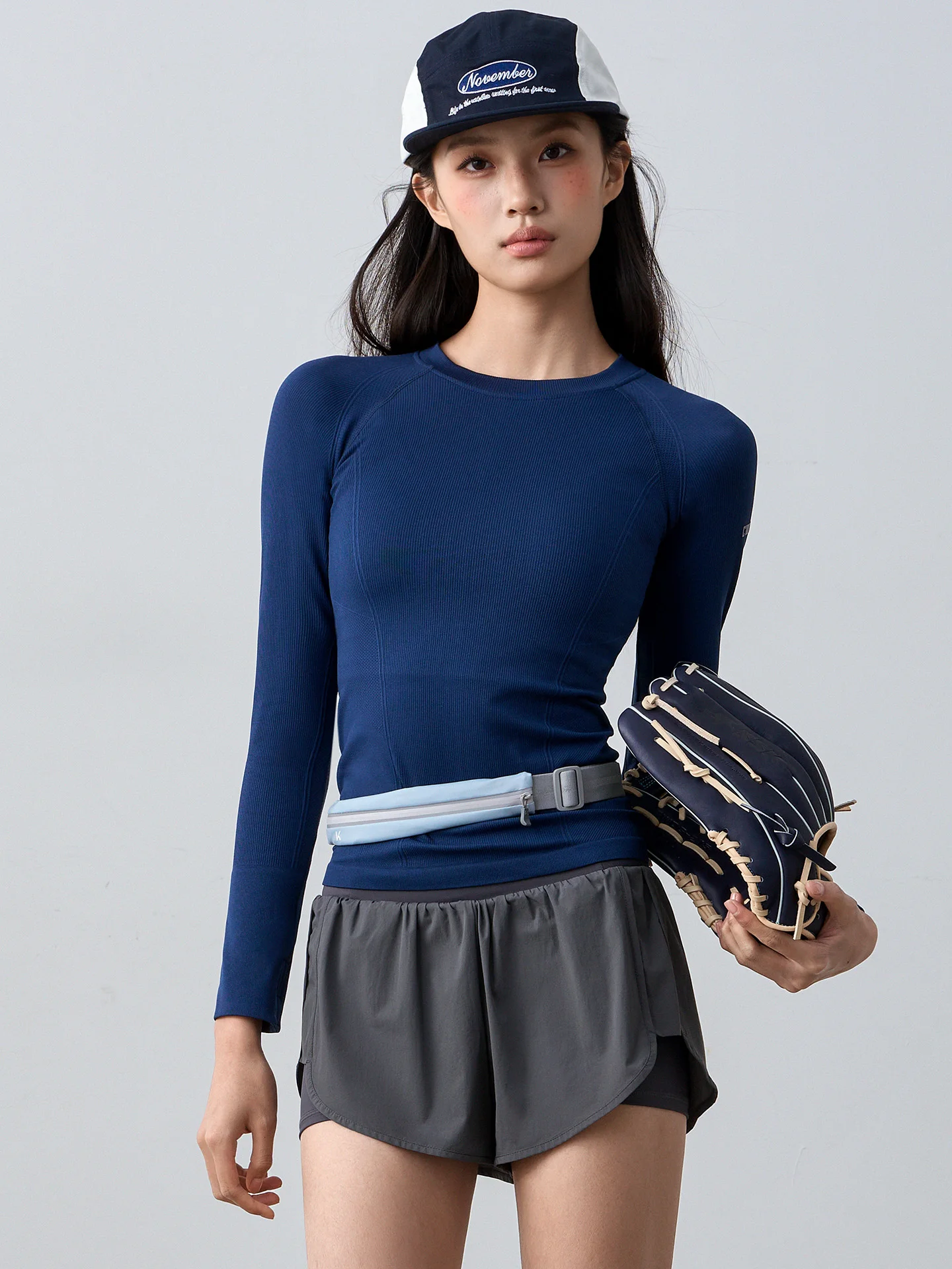 

Женский спортивный костюм для йоги с длинным рукавом и круглым вырезом, облегающий, быстросохнущий, для тренировок и бега