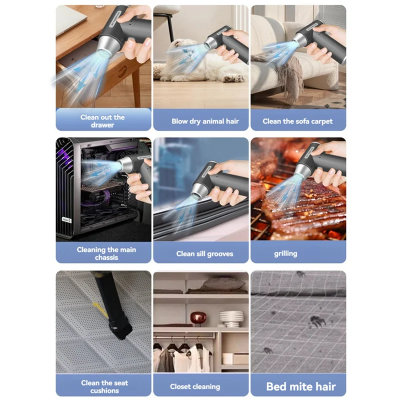 A86I-Mini Turbo Jet Fan 100000 RPM منفاخ هواء عالي الطاقة مروحة توربو عنيفة منفاخ غبار الهواء مجموعة مكنسة كهربائية للسيارة