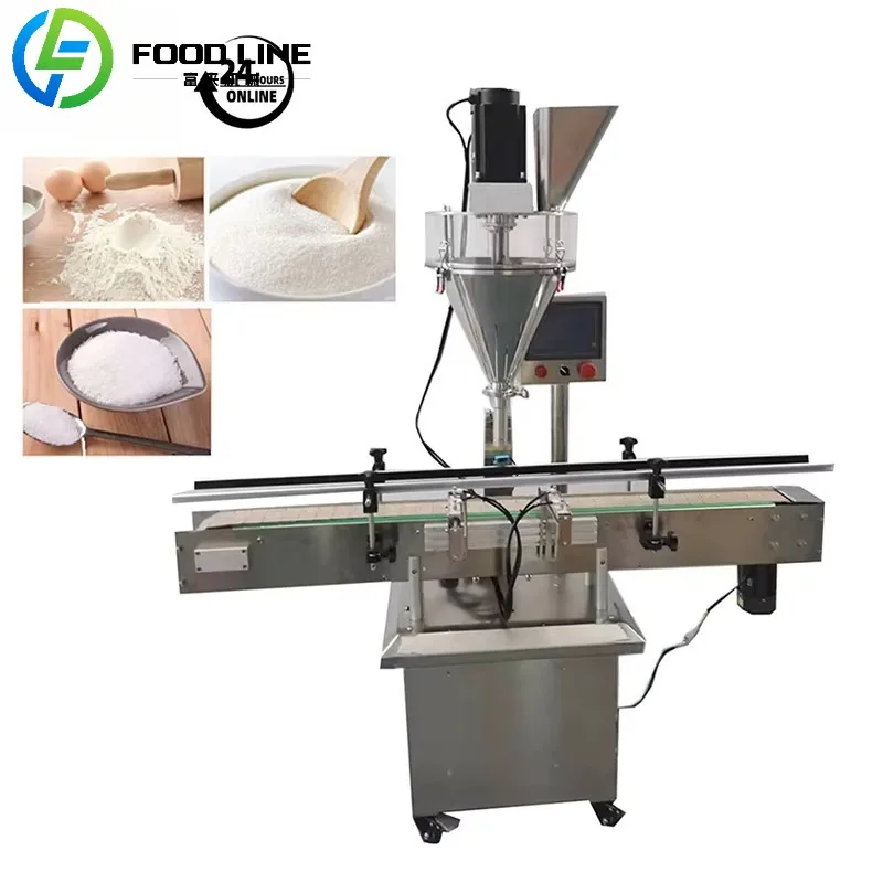 Powder Filling Production Line Automatic Bottle Pepper Filling Capping Labeling Machine One Line
