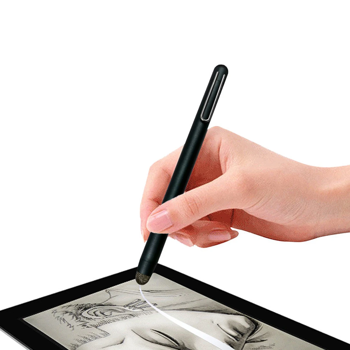 

Sensitivity Conductive Fiber Cloth Head Tablet Pens Touch Screen Mesh Tip Stylus Silver