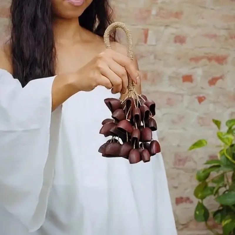 Natural Fruit Shell Rattle Sound Therapy Nuts Beam Wind Chime Healing Gift Handbells Yoga Meditation Percussion Instruments