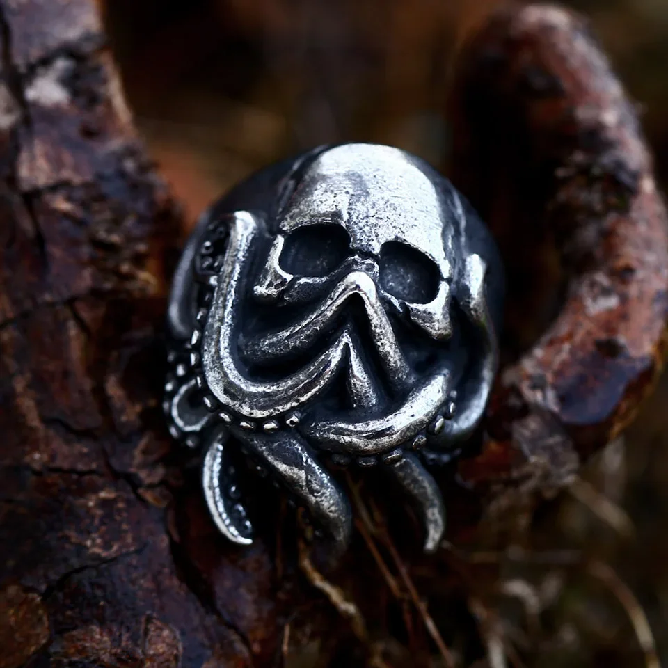 

Gothic Deep Sea Monster Kraken Octopus Ring For Men Biker Stainless Steel Skull Rings Fashion Party Jewelry Gift Wholesale