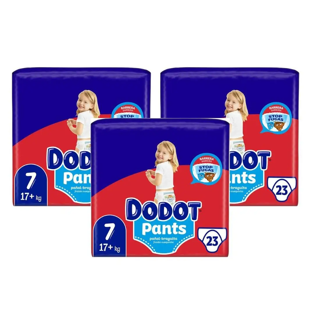 PACK de 3 - PAÑALES BRAGUITA Dodot Pants TALLA 7 (69 UNIDADES) +17 kg
