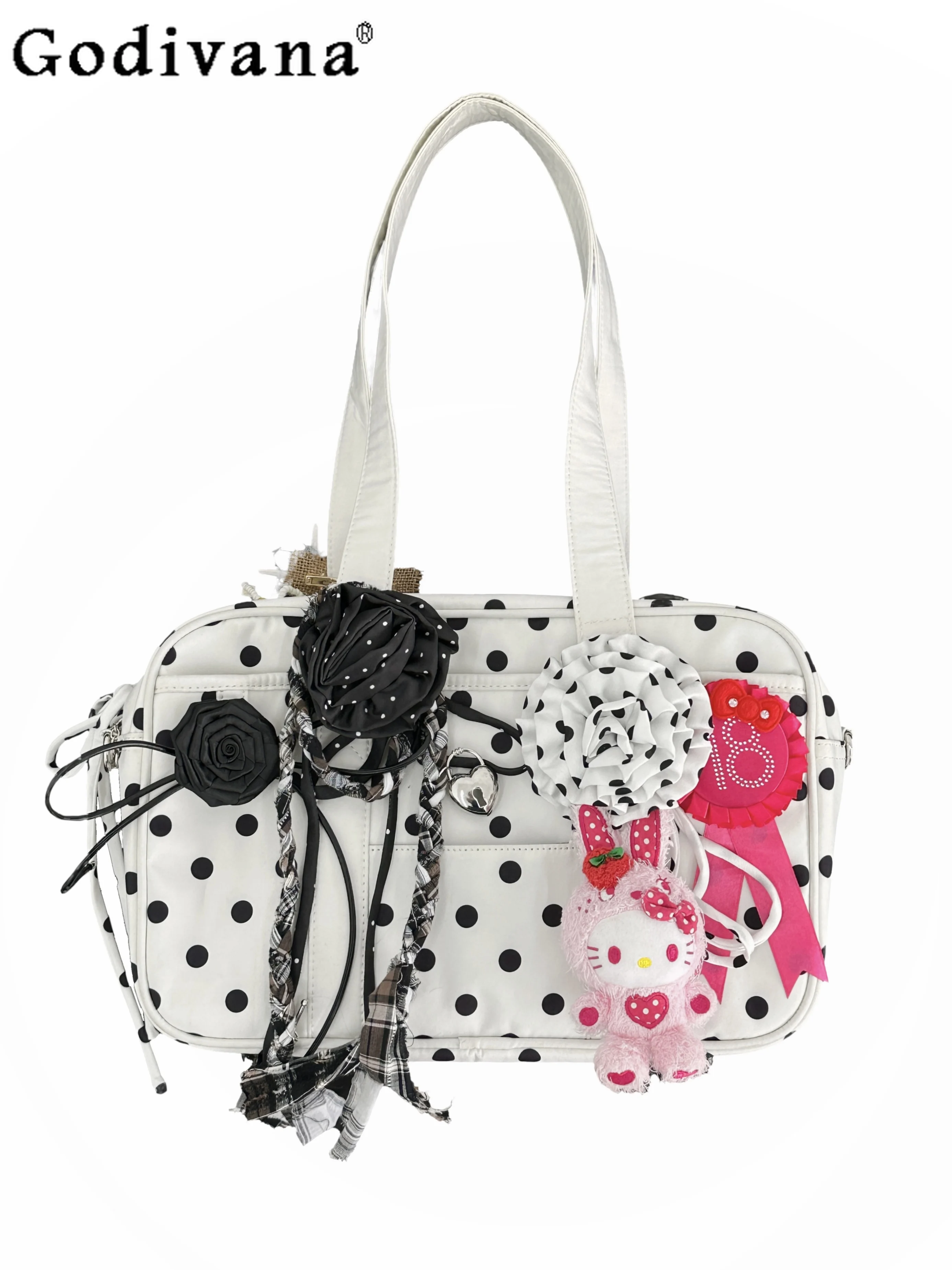 

Japanese Original INS Lolita Polka Dot JK Uniform Pain Bag Student Laptop Bag Daily Commute Sweet Girl Shoulder Bags