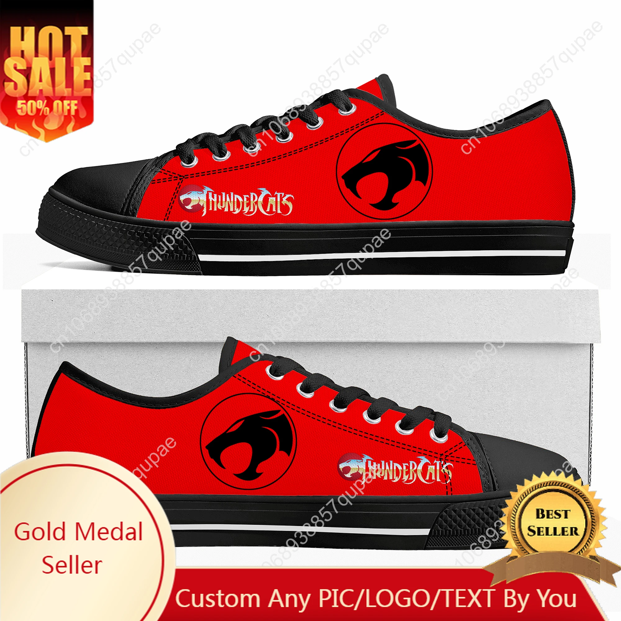 Thundercats Cartoon Manga Low Top Sneakers Mens Womens Teenager High Quality Canvas Sneaker Couple Shoes Custom Black Shoe