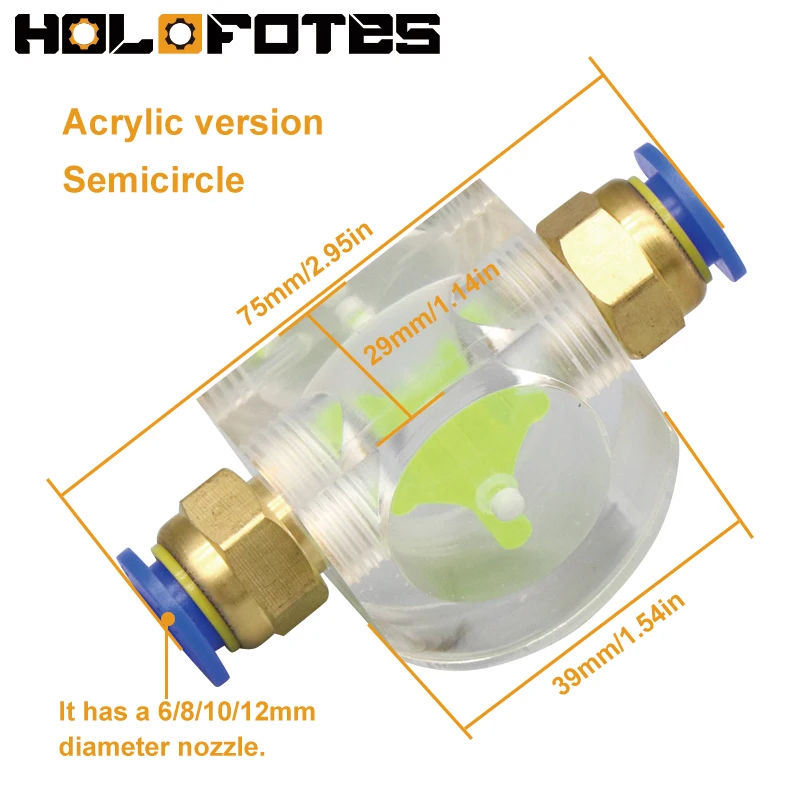 Water Flow Indicator 6mm 8mm 10mm 12mm Nozzel Acrylic Metal Rotate Observe for CNC Router Spindle Motor Water Flow Meter