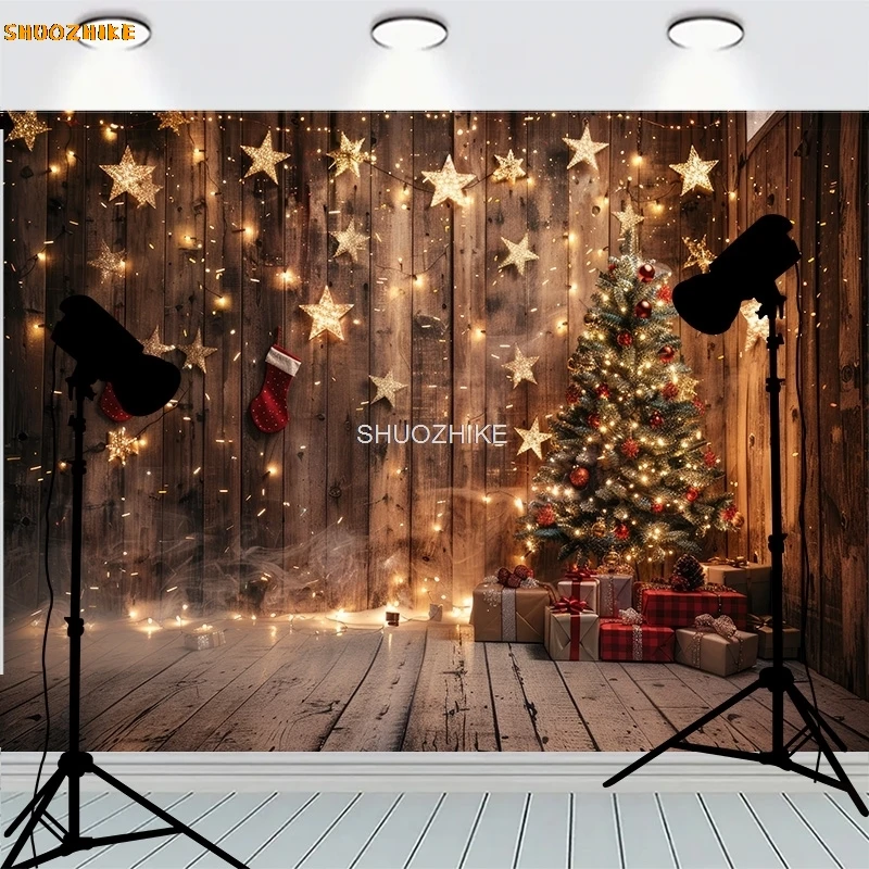 Winter Snow Christmas Day Background Fireplace Living Room Window Decoration Family Party New Year Photography Backdrops AG-06