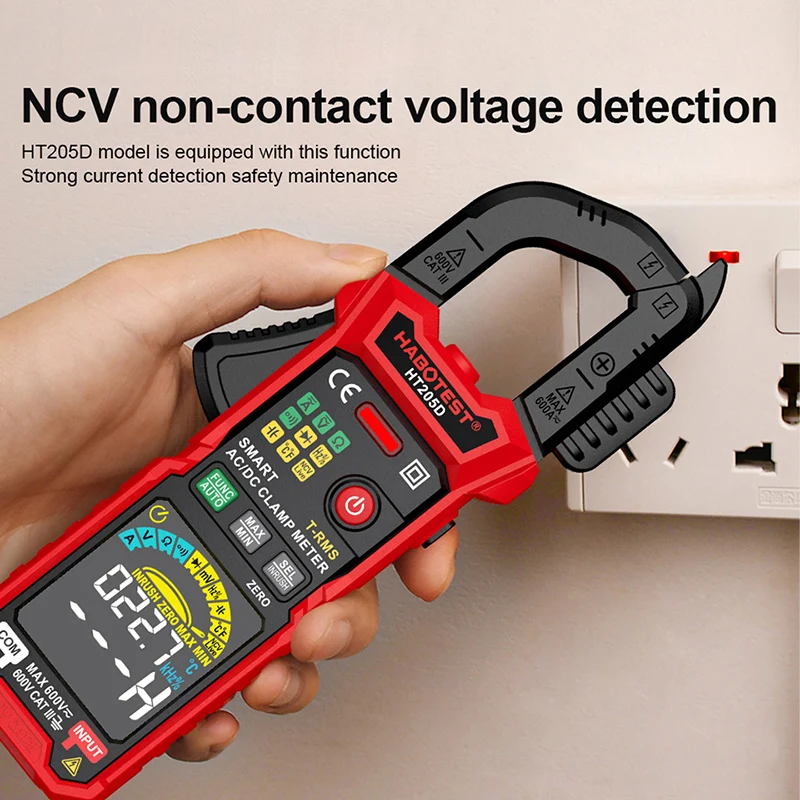 Smart Digital Clamp Meter 6000 Counts Auto-Ranging Amp Tester 600A AC/DC Voltage Current Capacitance Continuity NCV Detection