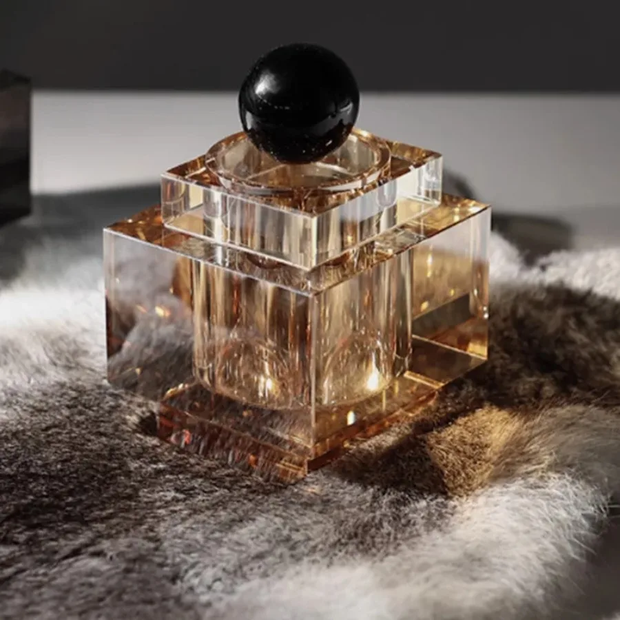 Modern Transparent Glass Jar Geometric Clear Crystal Ornament Storage Jar Cubic Storage Tank Jewelry Box Container Home Decor