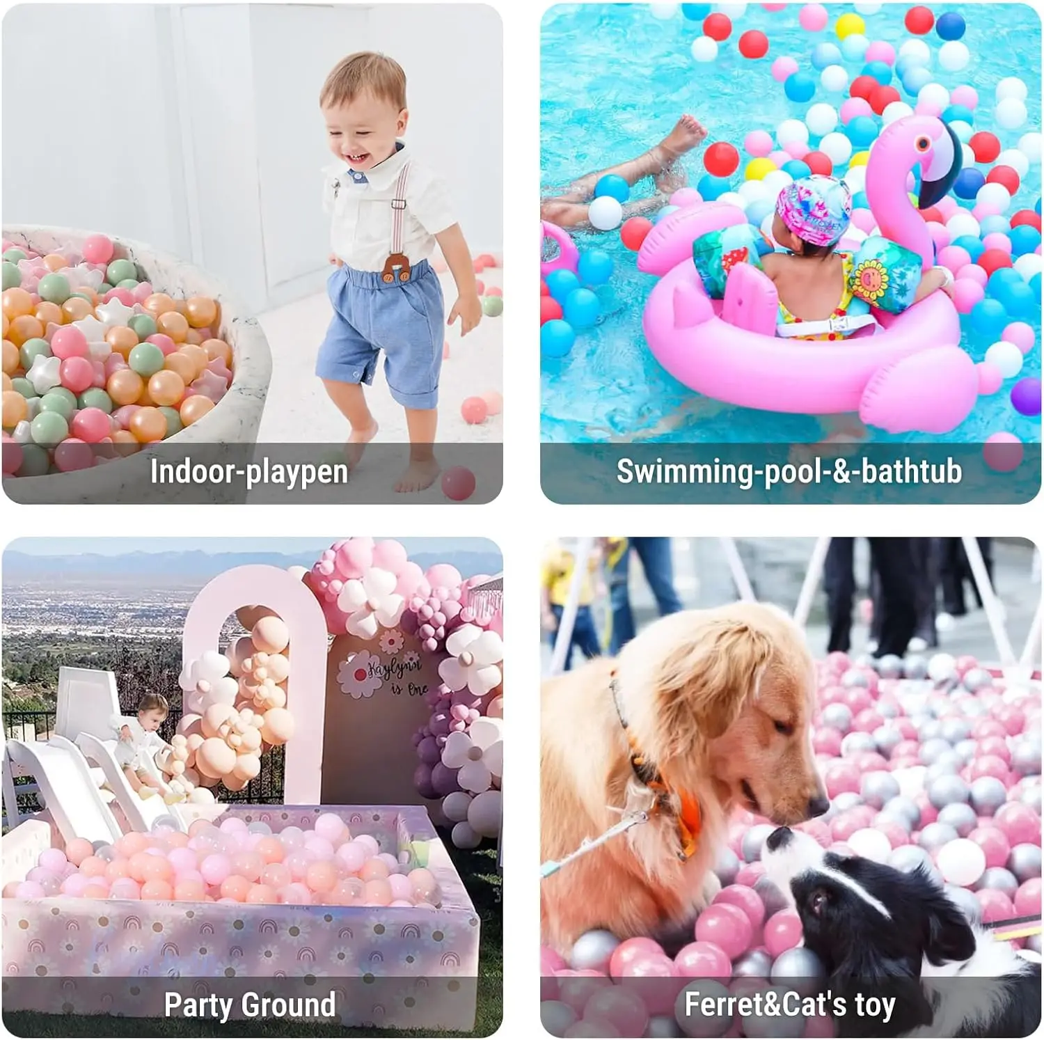 Bällebadbälle – 100 Stück zerkleinerungssichere Kunststoff-Spielzeugbälle für Kinder, Macaron-Ozeanbälle für Geburtstagsfeiern, Spiele, Pool-Schaumstoffball P