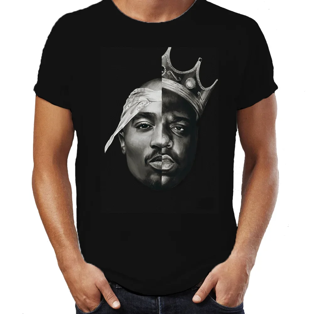 Rapper 2Pac Tupac & Biggie Side Face East West Hip-hop T-Shirt 100% Cotton O-Neck Short Sleeve Casual Mens T-shirt Size S-3XL