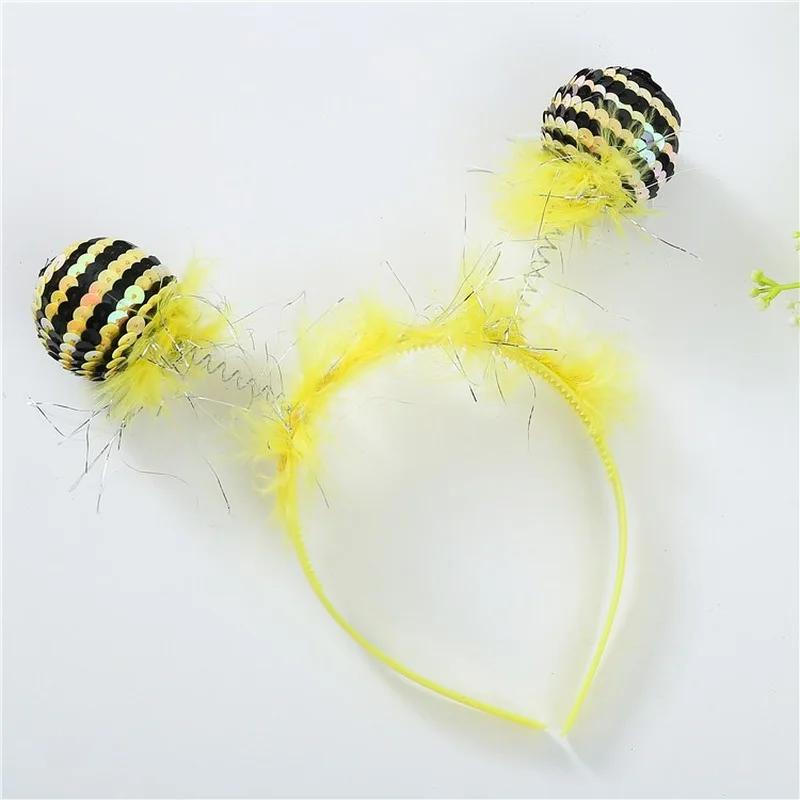 

20 шт. Плюшевые повязки на голову с мультяшными антеннами-пипетками в виде пчелы для костюмов животных, на день рождения, Хэллоуин, косплей
