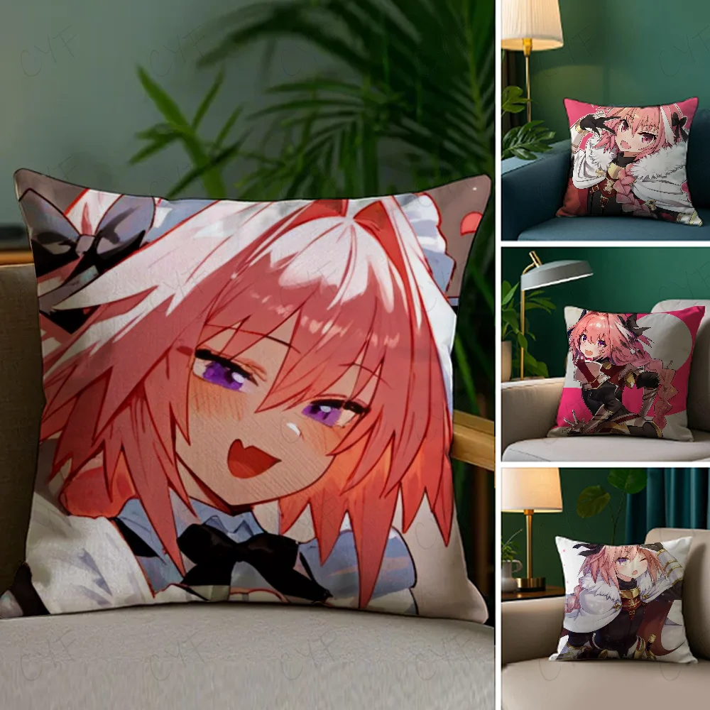 Fate Apocrypha Astolfo Anime Pillow Case Anti-dustmite Pillowcase Invisible zipper silky short plush Sofa cushion cover