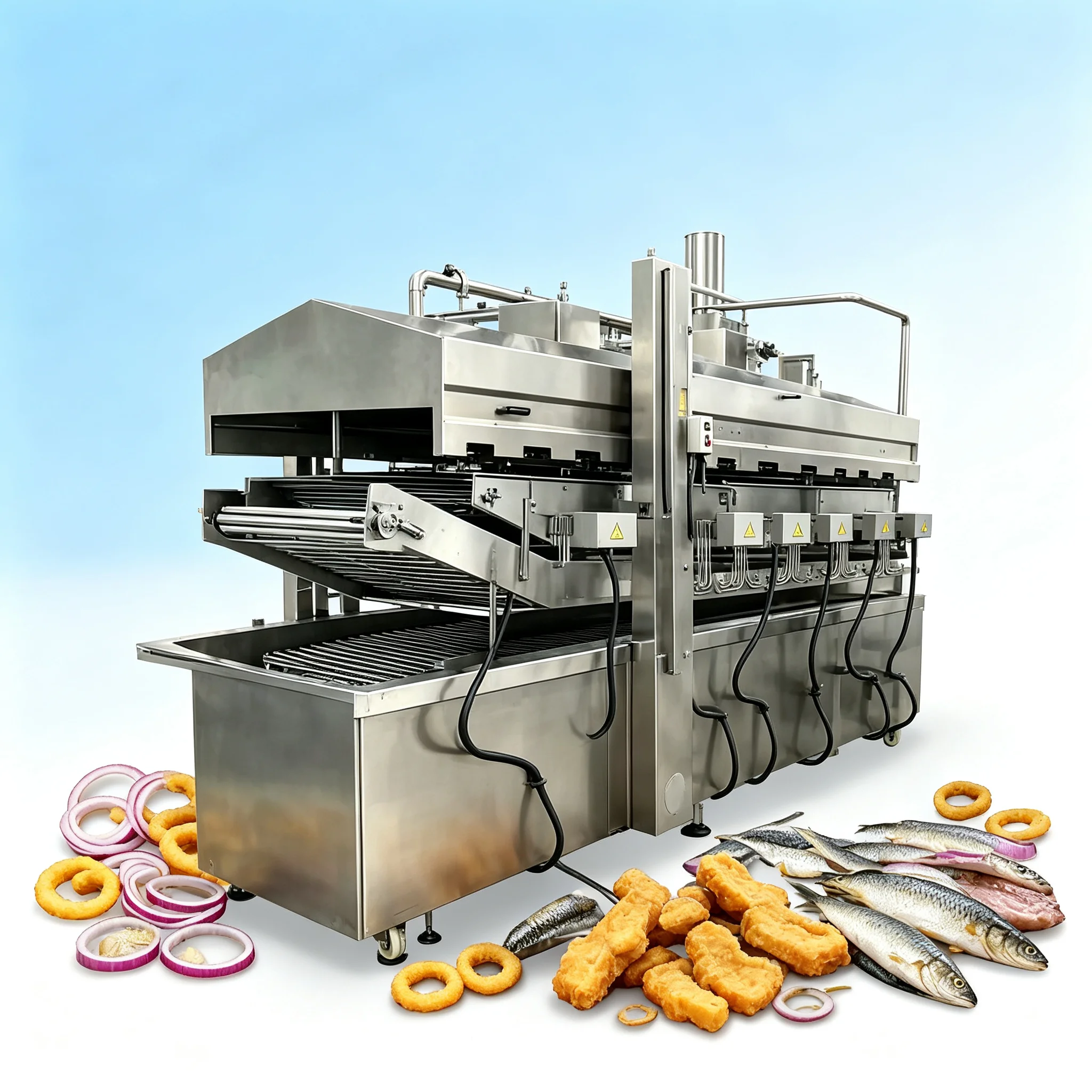 Precision Time‑adjustable Frying Machinery Consistent Product Color For Poultry Fried Snack Production Customized