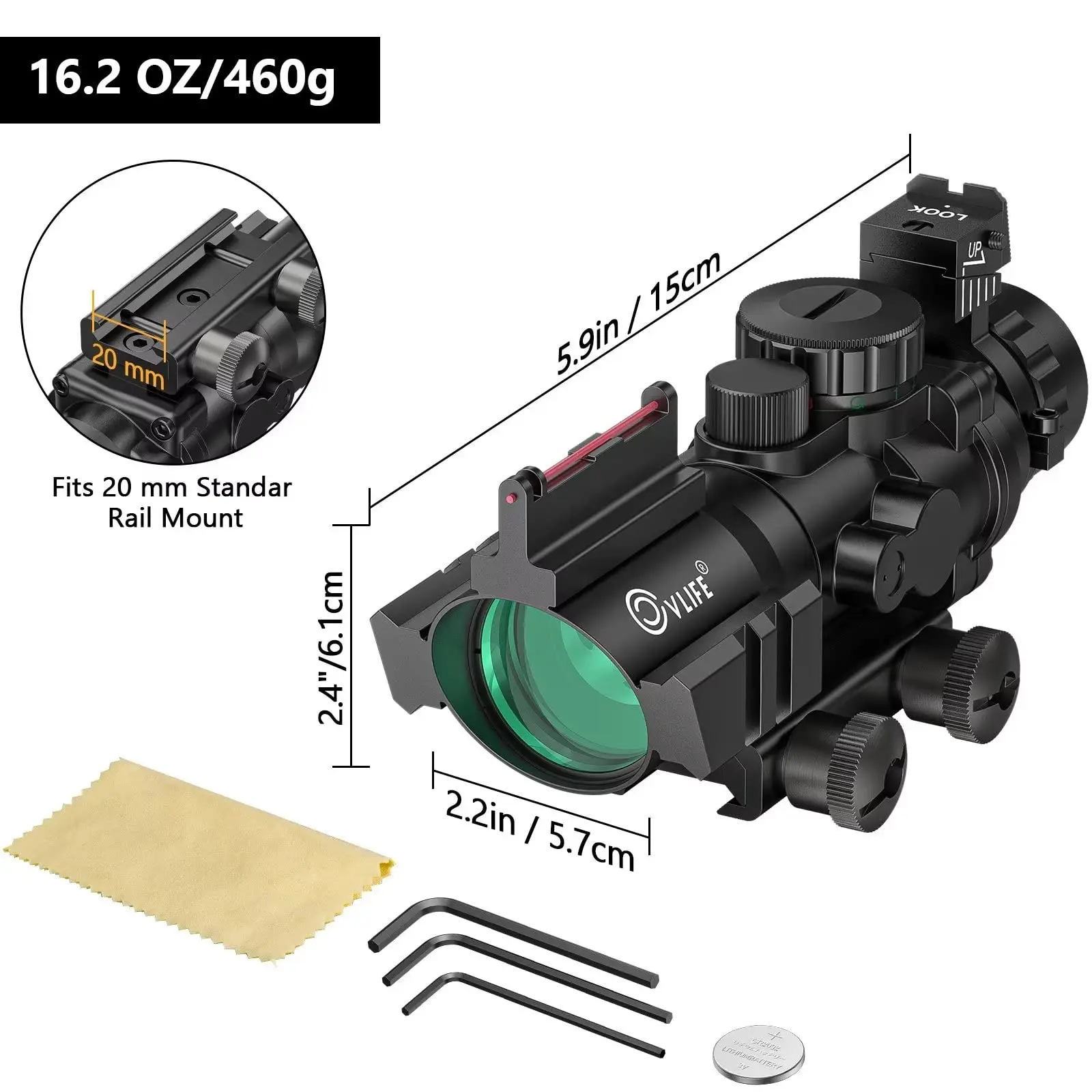 Imagem -02 - Acog Riflescope 20 mm Cauda de Andorinha Reflex Óptica Escopo Visão Tática para Caça Arma Rifle Airsoft Sniper Lupa Caça 4x32