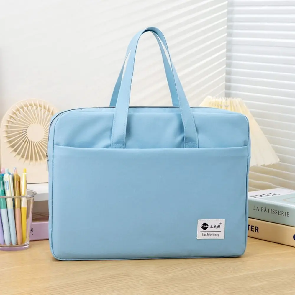 Large Capacity Document Storage Bag Oxford Cloth Double Layer Book Storage Bag Waterproof with Handle Minimalist File Folder