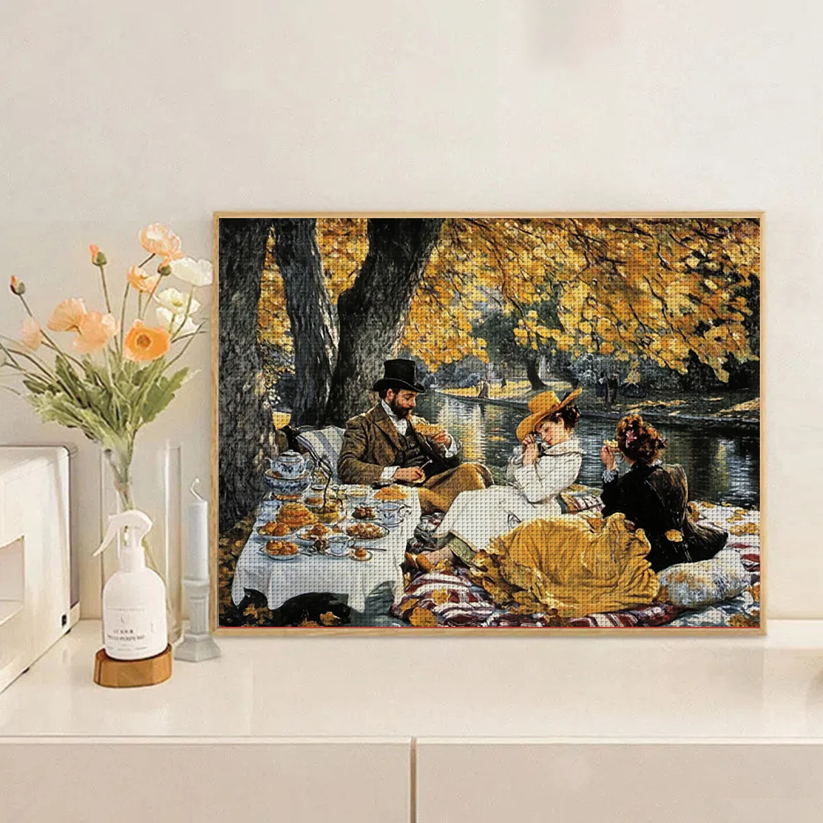 Pre printed cross stitch set