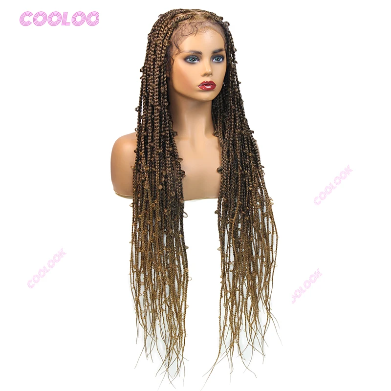 36" Long 1B27 Butterfly Braids Lace Wigs Synthetic Braided Wigs For Black Women Full Lace Knotless Box Braid Wig Dreadlock Wig